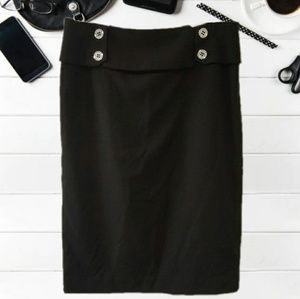 Black Pencil Skirt w/ Sailor buttons
